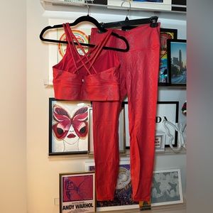 Red snakeskin workout set